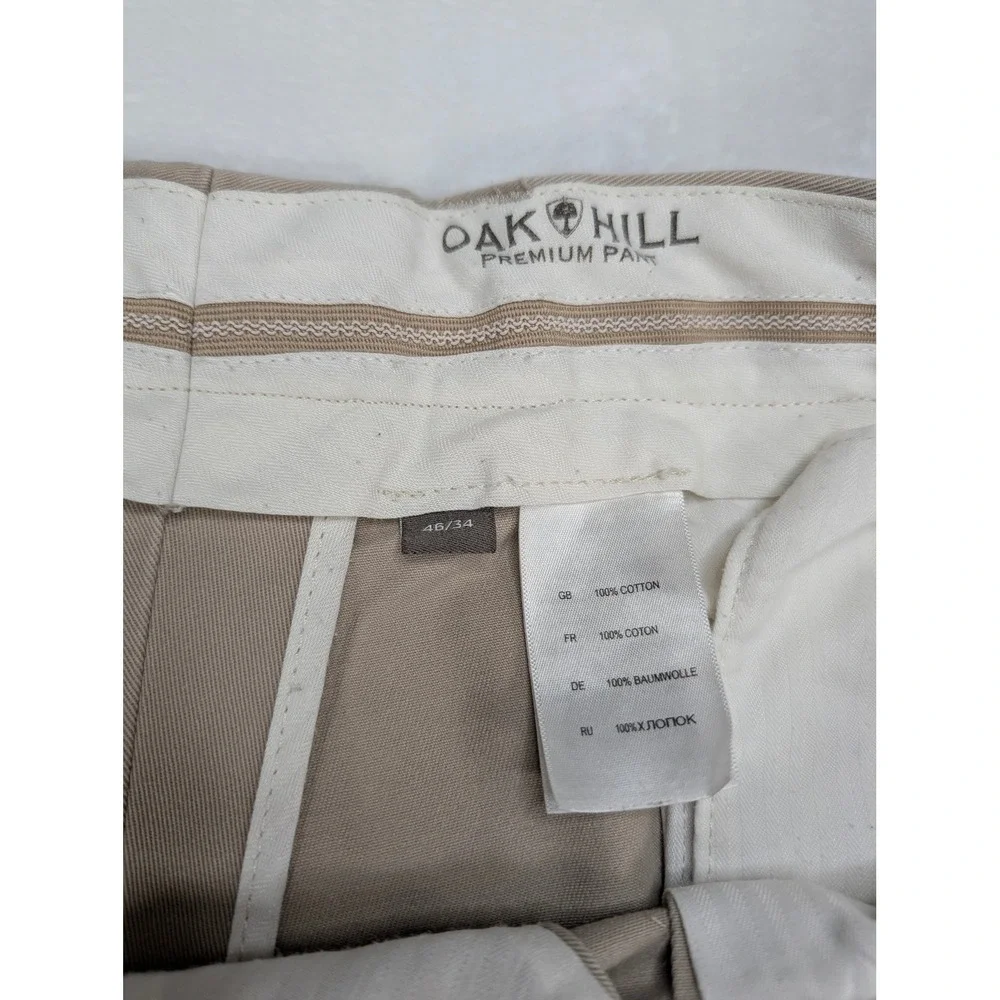 Oak Hill Mens Pleated Khaki‎ Pants Cotton Size 46x34 Beige